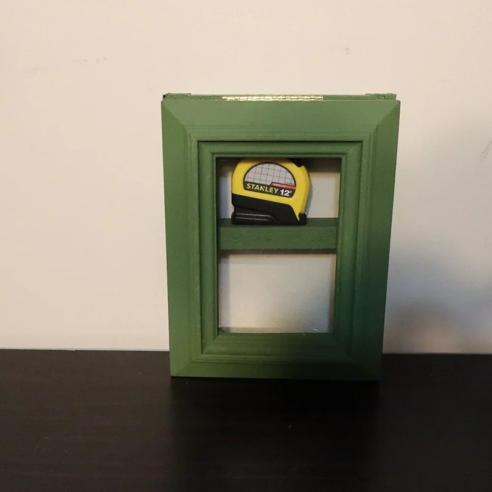 Framed green picture frame and shelf - perfect for storing small items!